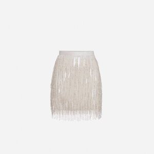Chic Cream Fringe Mini Skirt